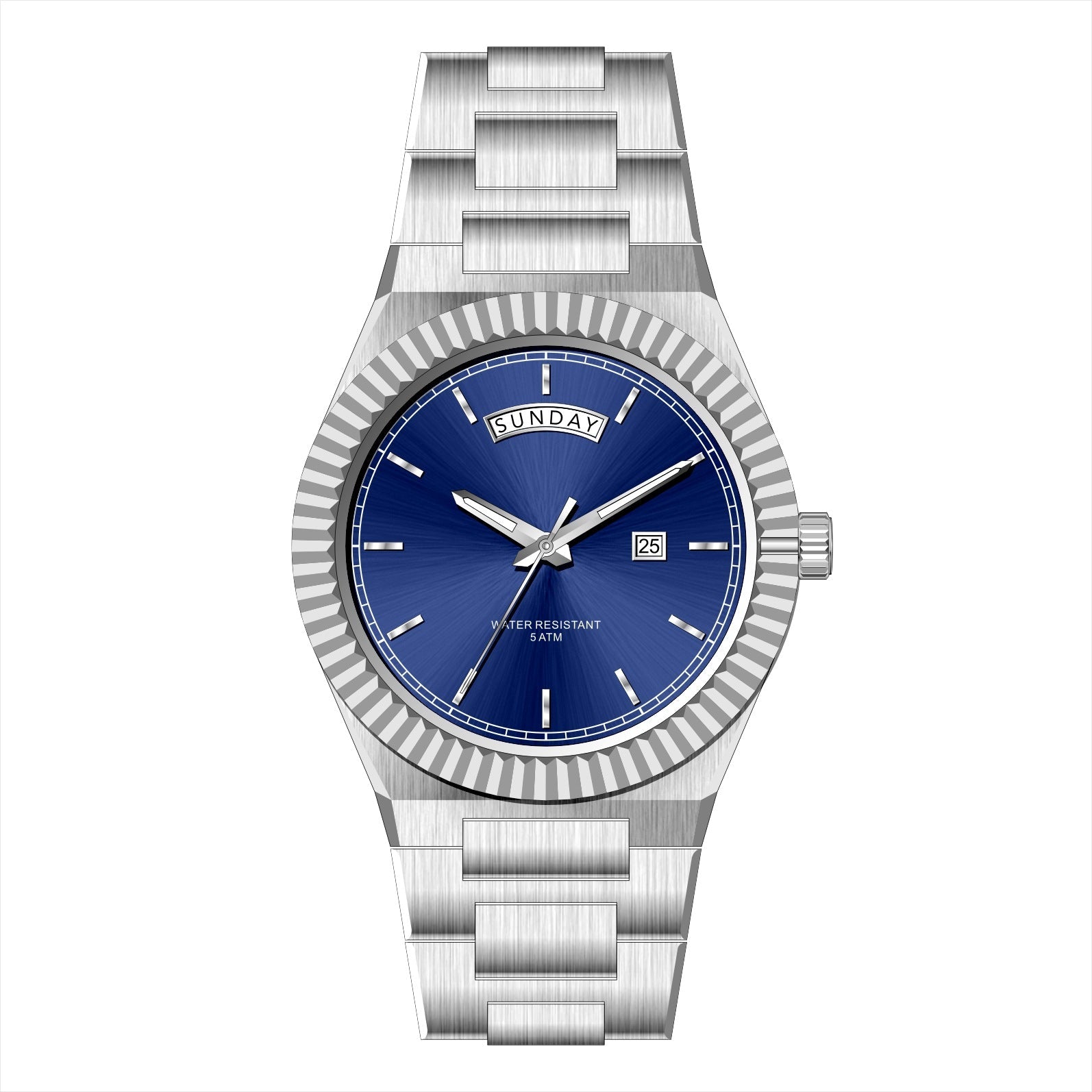 AURIXA DB – Men’s Classic Deep Blue Sunray Dial Steel Business Watch