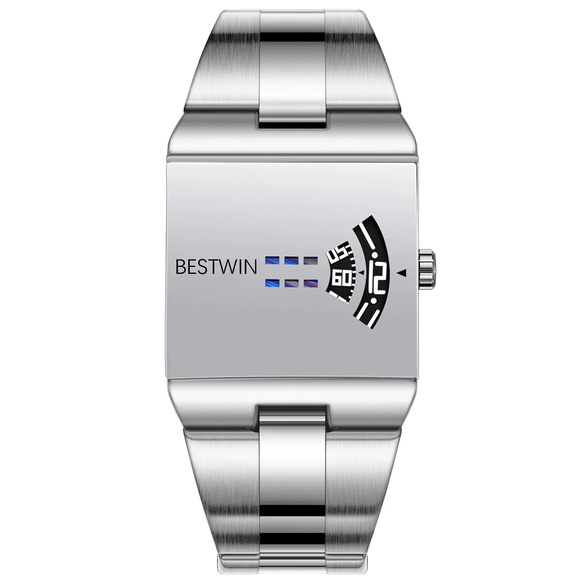 VORTRIX Cyber Mirror-Dial Watch - White/Silver Mirror, steel bracelet
