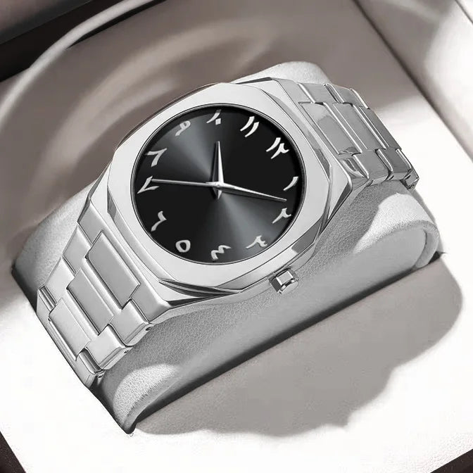 Fashionable men's quartz watch, Middle Eastern Arabic numeral dial, stylish stainless steel, waterproof business casual watch Martino Valenti