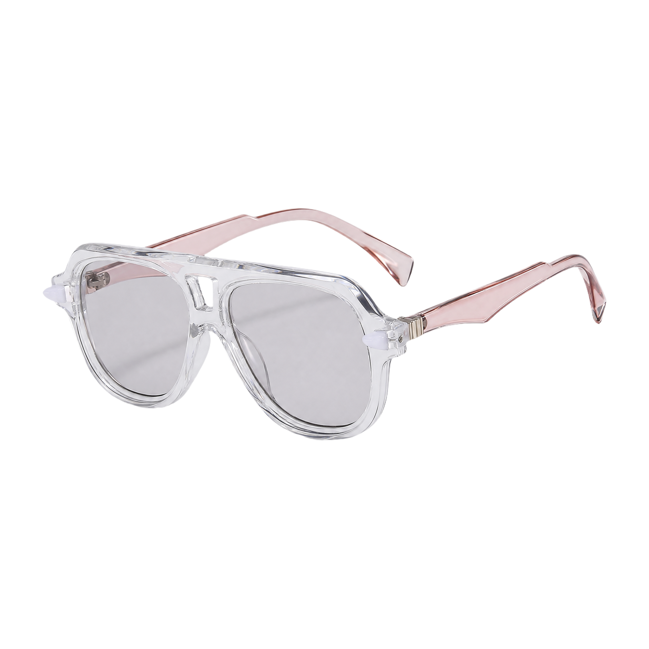 MV Grayson — Double-Bridge Pilot Sunglasses Transparent Grey