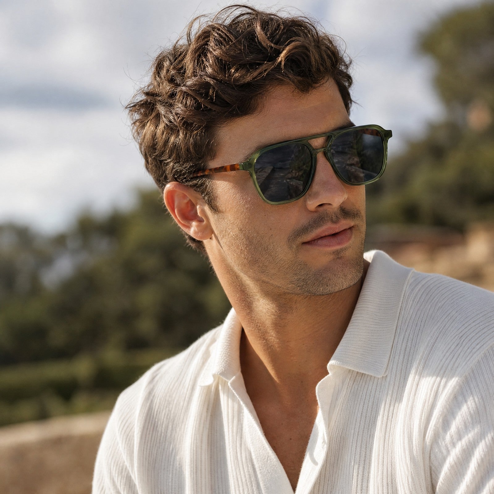 MV Voss — Bold Square Sunglasses wearing