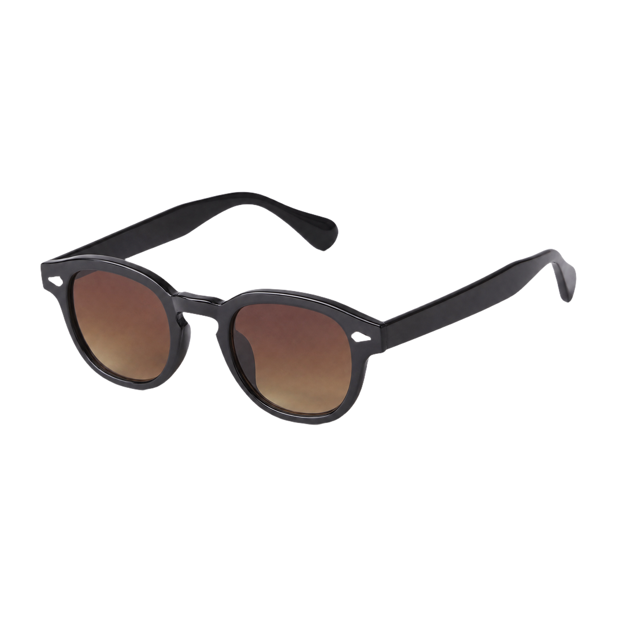 MV Ashford — Round Acetate Sunglasses Black Orange