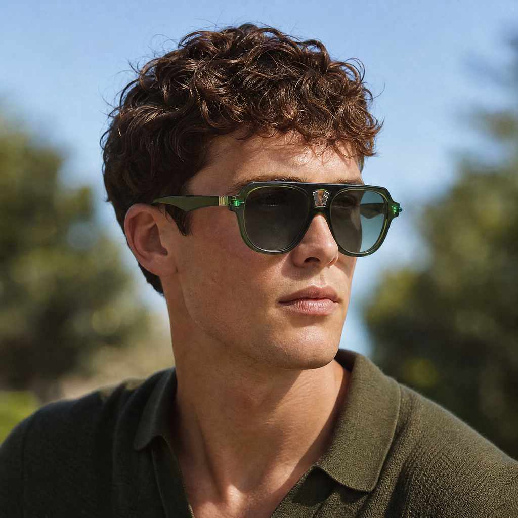 MV Grayson — Double-Bridge Pilot Sunglasses worn