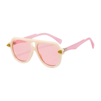 MV Grayson — Double-Bridge Pilot Sunglasses Beige Pink