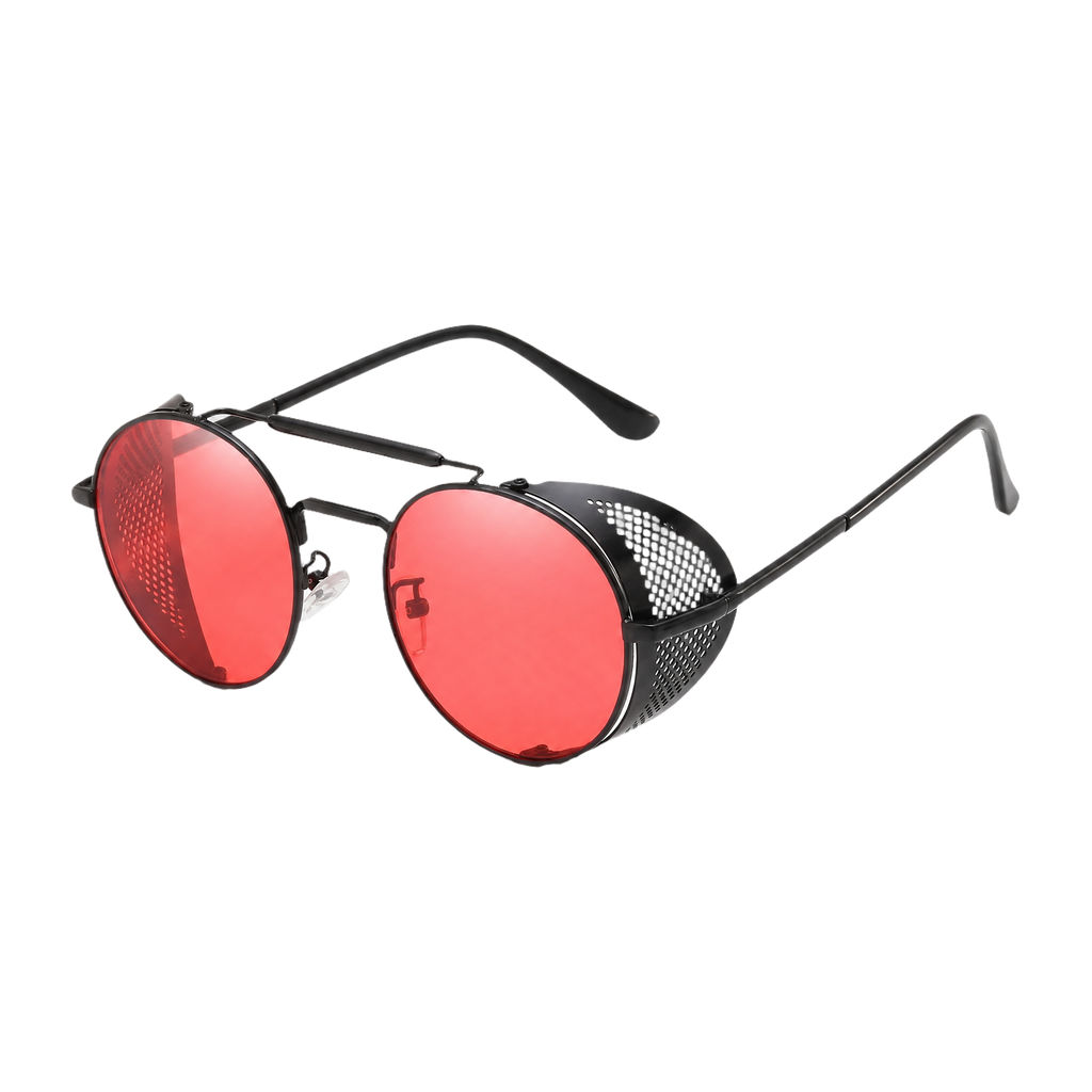 MV Vantage — Round Steampunk Sunglasses 6-Black-Red