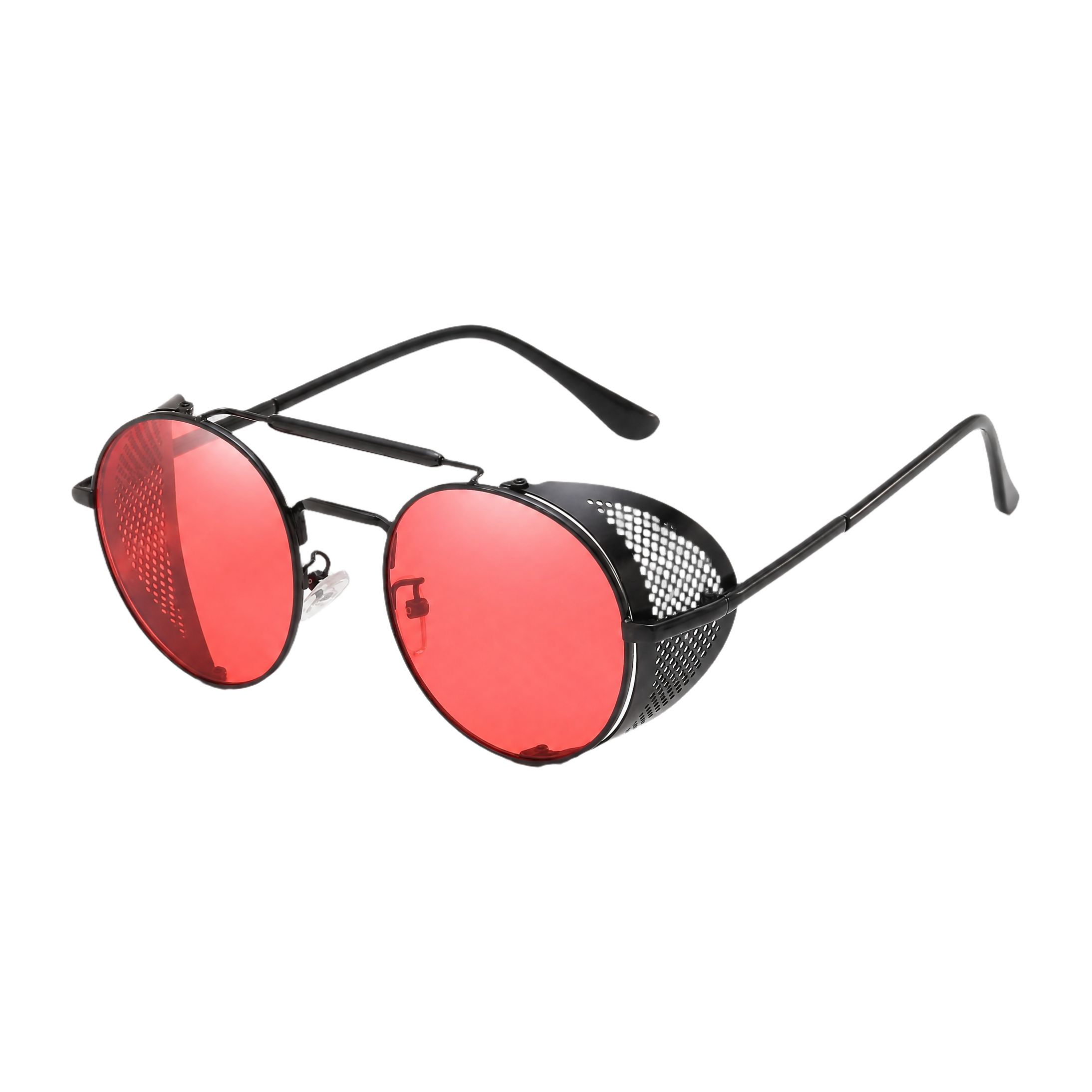 MV Vantage — Round Steampunk Sunglasses 6-Black-Red