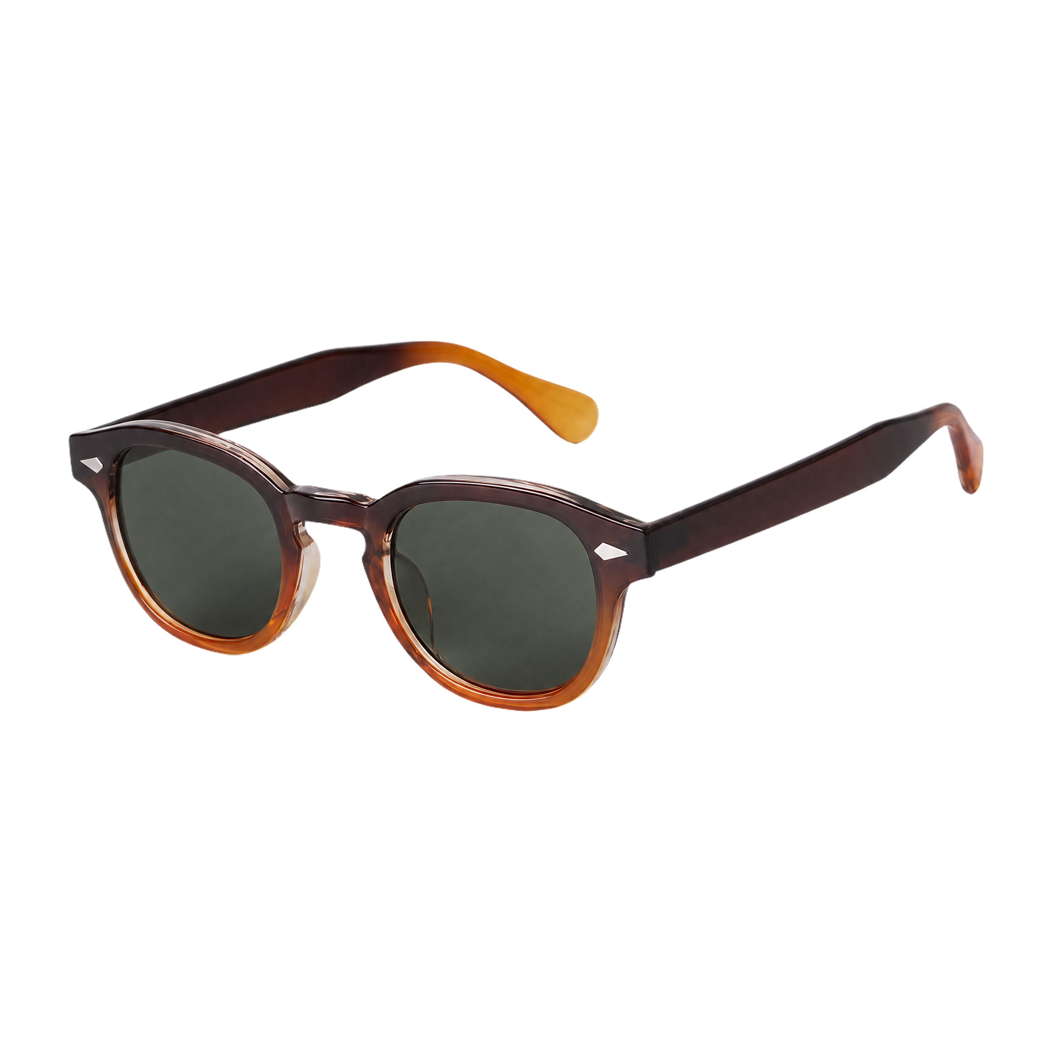 MV Ashford — Round Acetate Sunglasses Green Orange