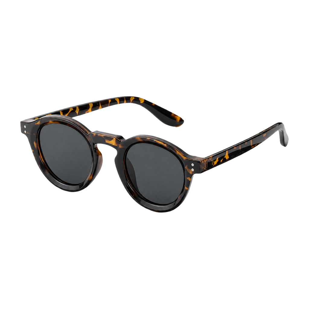 MV Cassius — Round Acetate Sunglasses Black Orange