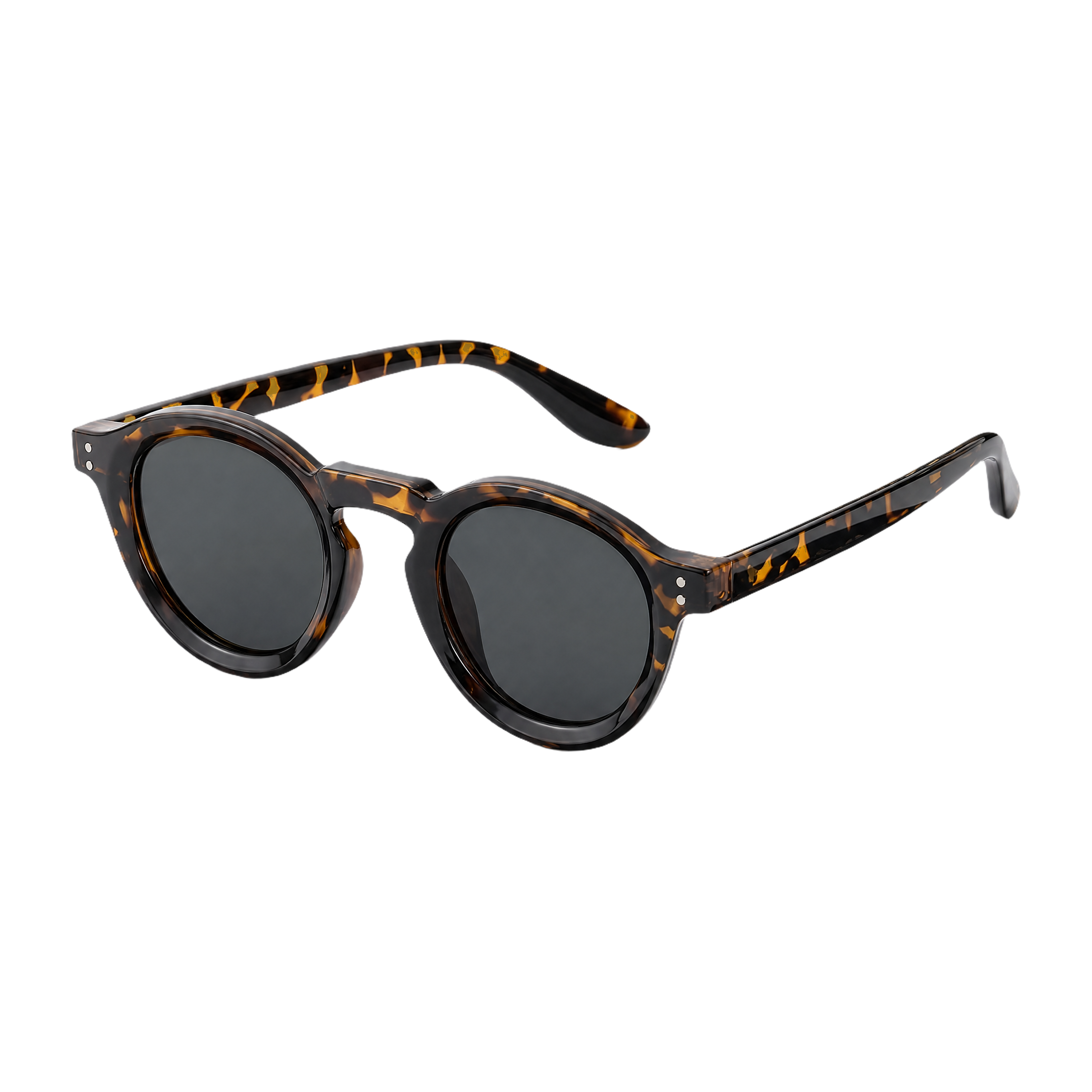 MV Cassius — Round Acetate Sunglasses Black Orange