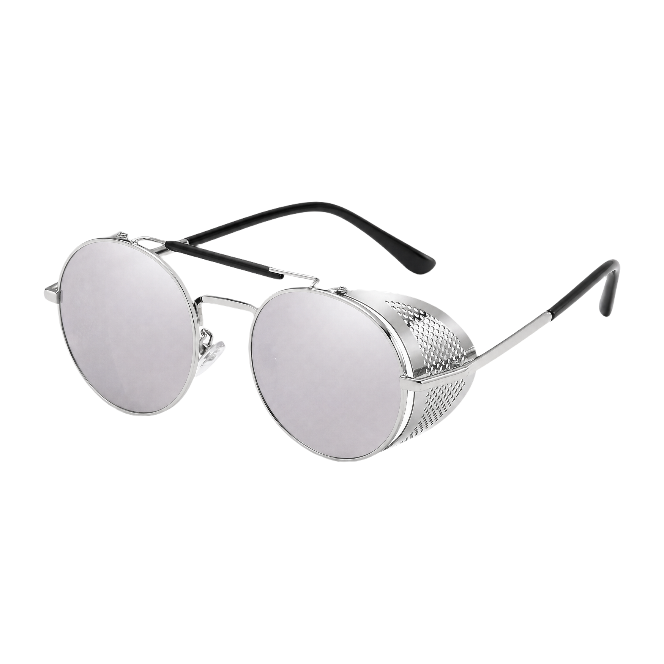 MV Vantage — Round Steampunk Sunglasses 8-Silver-Silver
