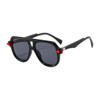 MV Grayson — Double-Bridge Pilot Sunglasses Black Black