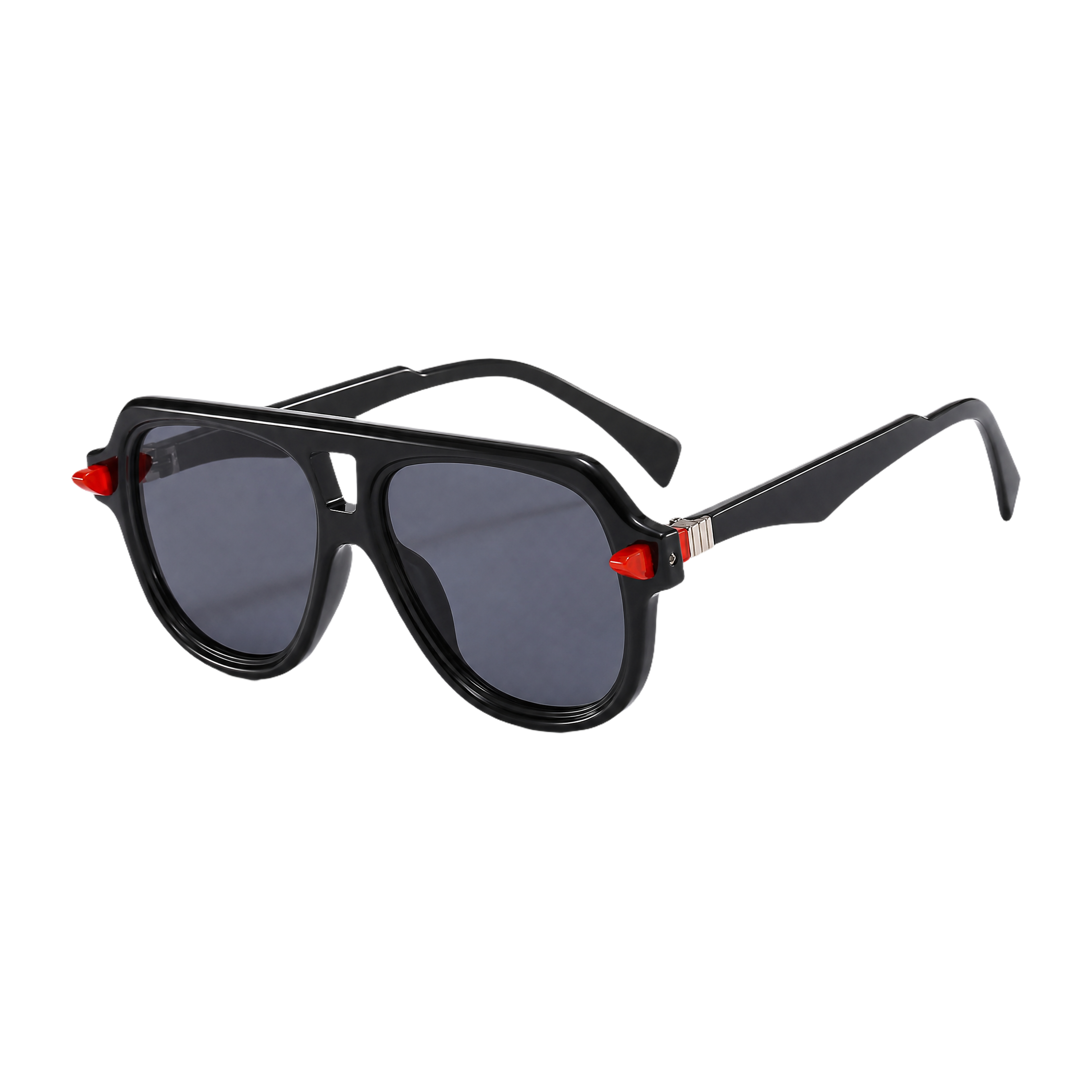 MV Grayson — Double-Bridge Pilot Sunglasses Black Black