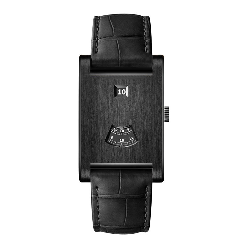 HeroForce 5035P – Jump-Hour Rectangle Watch with Embossed Leather Strap Martino Valenti