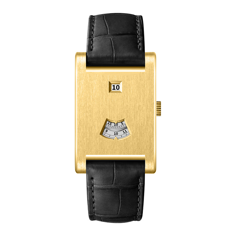 HeroForce 5035P – Jump-Hour Rectangle Watch with Embossed Leather Strap Martino Valenti