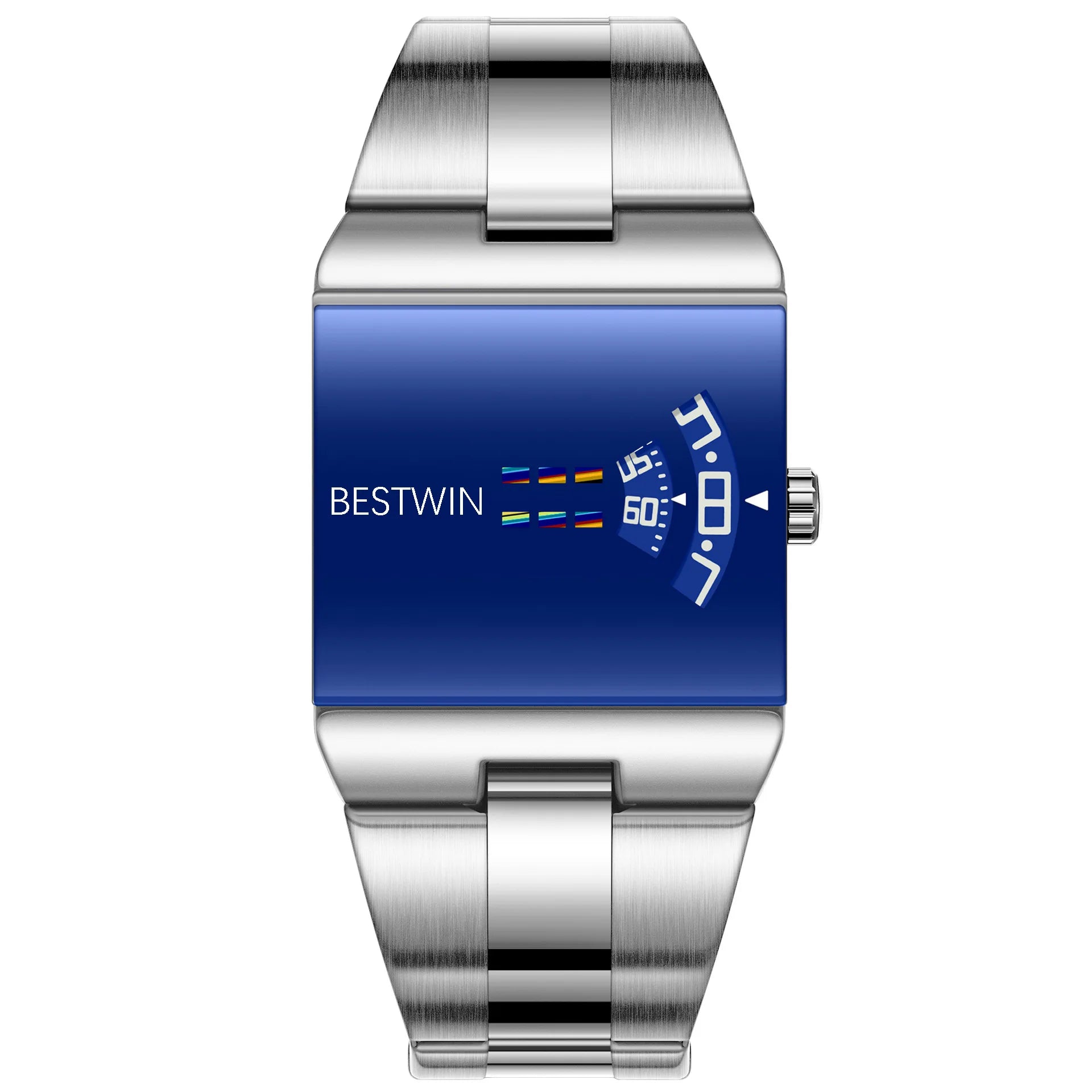 VORTRIX Cyber Mirror-Dial Watch - Blue Mirror, steel bracelet