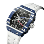 Skeleton sport watch with silicone strap by GIORGIO MARENO, featuring a detailed skeleton dial and sporty design.