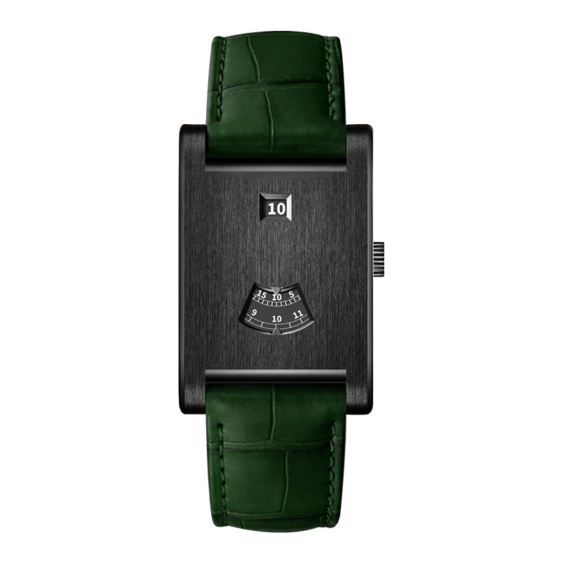 HeroForce 5035P – Jump-Hour Rectangle Watch with Embossed Leather Strap Martino Valenti
