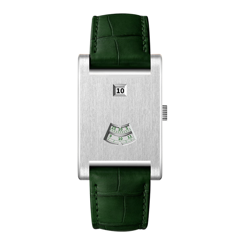 HeroForce 5035P – Jump-Hour Rectangle Watch with Embossed Leather Strap Martino Valenti