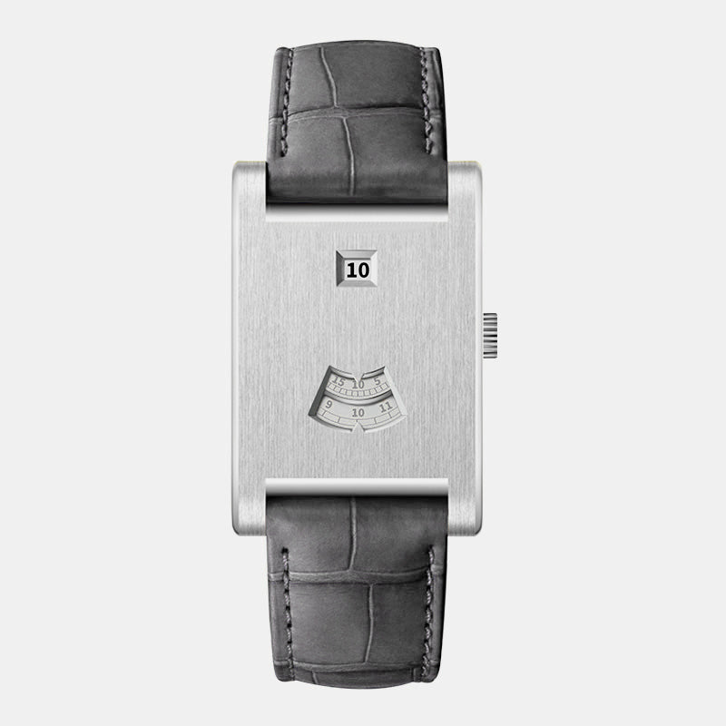 HeroForce 5035P – Jump-Hour Rectangle Watch with Embossed Leather Strap Martino Valenti