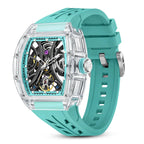 Montre mécanique tourbillon, forme tonneau, squelette transparent, pour homme, bracelet silicone, aiguilles lumineuses, étanche Martino Valenti