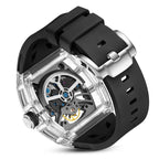 Montre mécanique tourbillon, forme tonneau, squelette transparent, pour homme, bracelet silicone, aiguilles lumineuses, étanche Martino Valenti