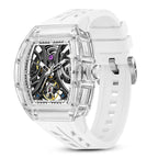 Montre mécanique tourbillon, forme tonneau, squelette transparent, pour homme, bracelet silicone, aiguilles lumineuses, étanche Martino Valenti