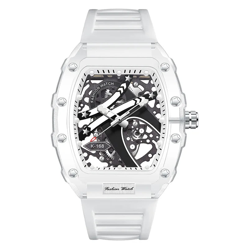 UTHAI BK145 Fashionable Man Watch, Transparent Hollow Wine Barrel Shaped Quartz Watch, Waterproof Clock Gift Watches for Man Martino Valenti