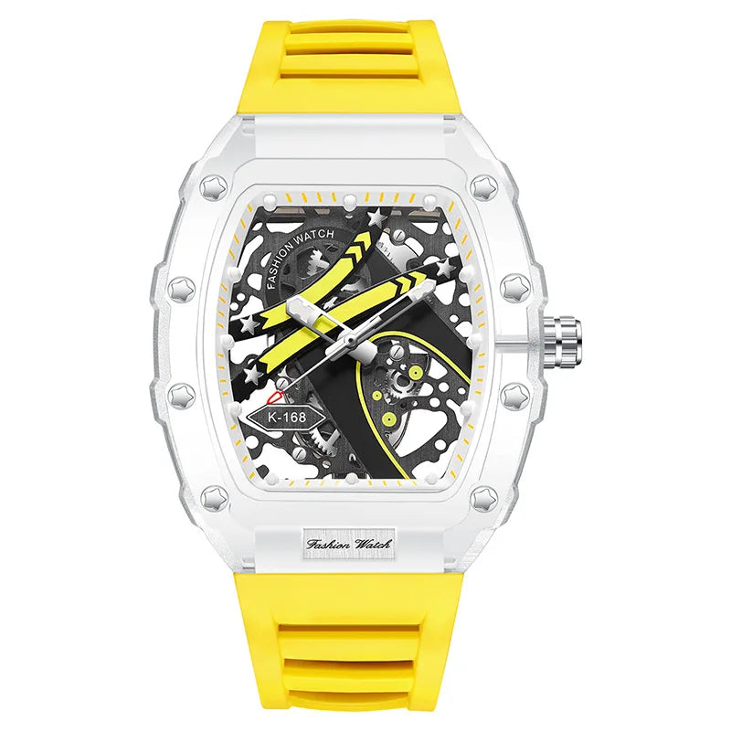 UTHAI BK145 Fashionable Man Watch, Transparent Hollow Wine Barrel Shaped Quartz Watch, Waterproof Clock Gift Watches for Man Martino Valenti