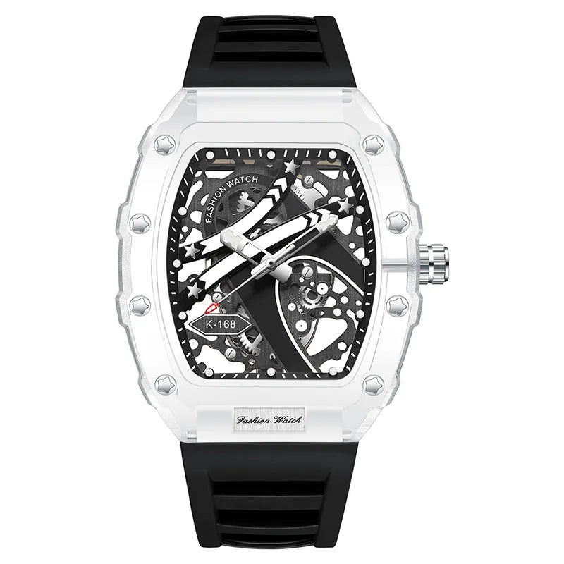 UTHAI BK145 Fashionable Man Watch, Transparent Hollow Wine Barrel Shaped Quartz Watch, Waterproof Clock Gift Watches for Man Martino Valenti