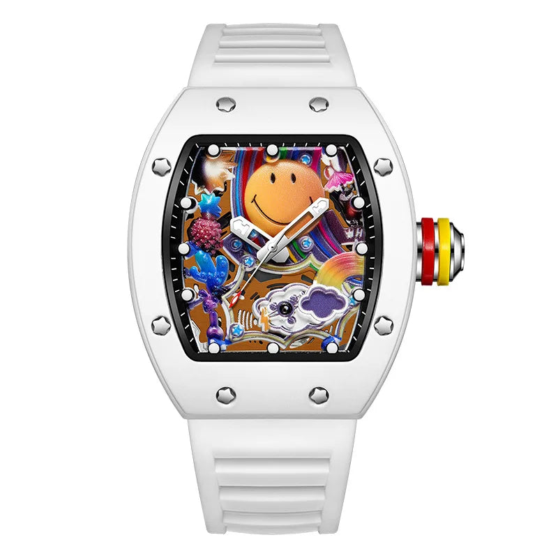 New Miller Smiley Bucket-Shaped Men's Fashion Watch Luminous Waterproof Hollow Quartz Watch Martino Valenti