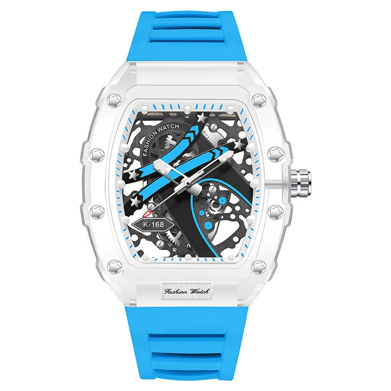 UTHAI BK145 Fashionable Man Watch, Transparent Hollow Wine Barrel Shaped Quartz Watch, Waterproof Clock Gift Watches for Man Martino Valenti