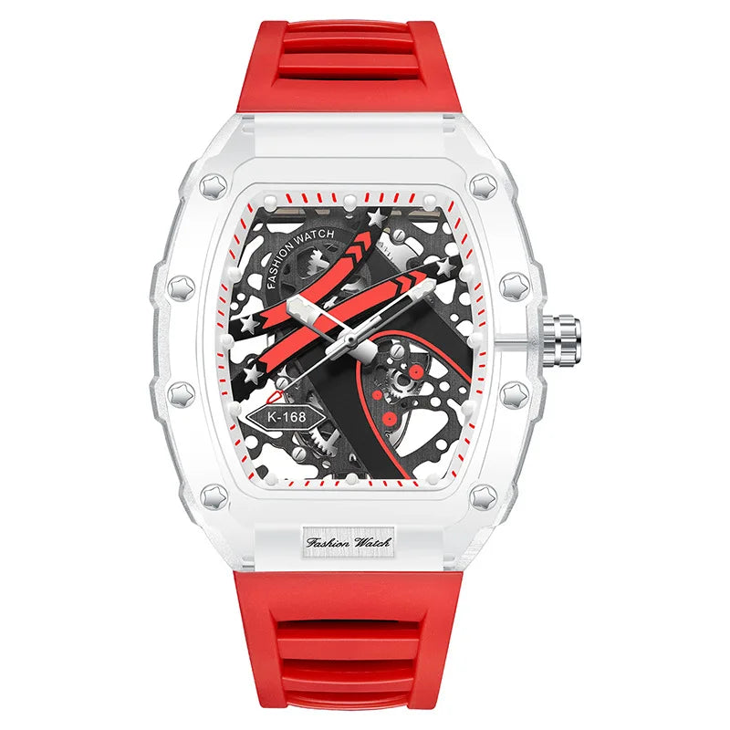 UTHAI BK145 Fashionable Man Watch, Transparent Hollow Wine Barrel Shaped Quartz Watch, Waterproof Clock Gift Watches for Man Martino Valenti