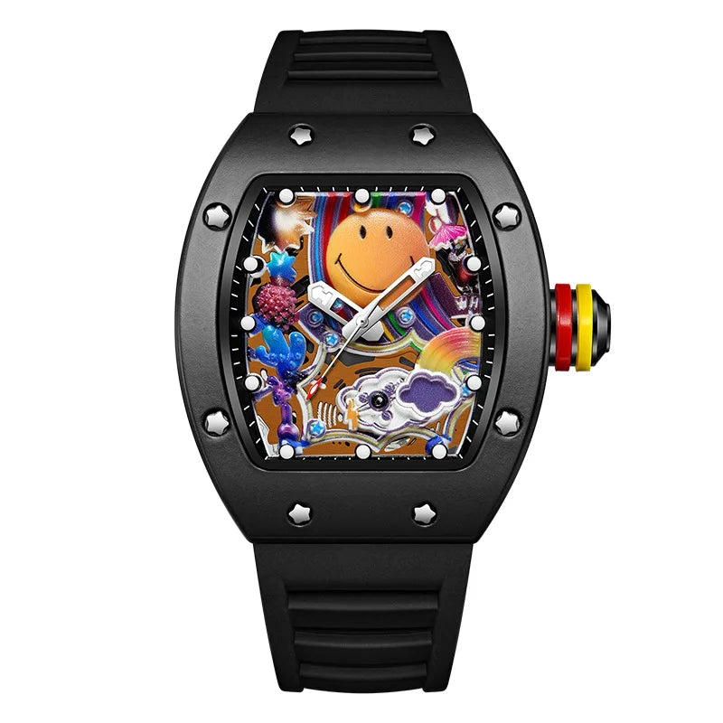 New Miller Smiley Bucket-Shaped Men's Fashion Watch Luminous Waterproof Hollow Quartz Watch Martino Valenti