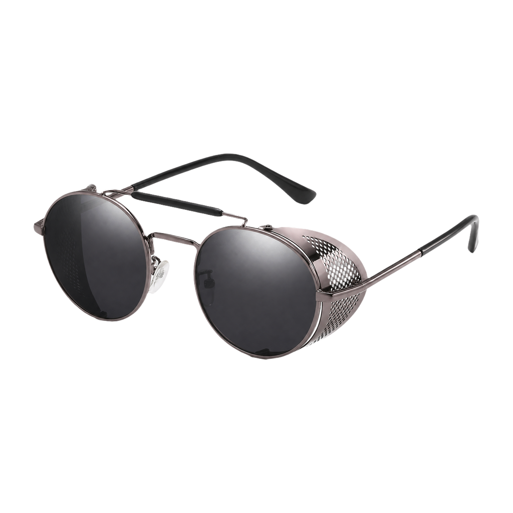 MV Vantage — Round Steampunk Sunglasses 3-Gun-Black