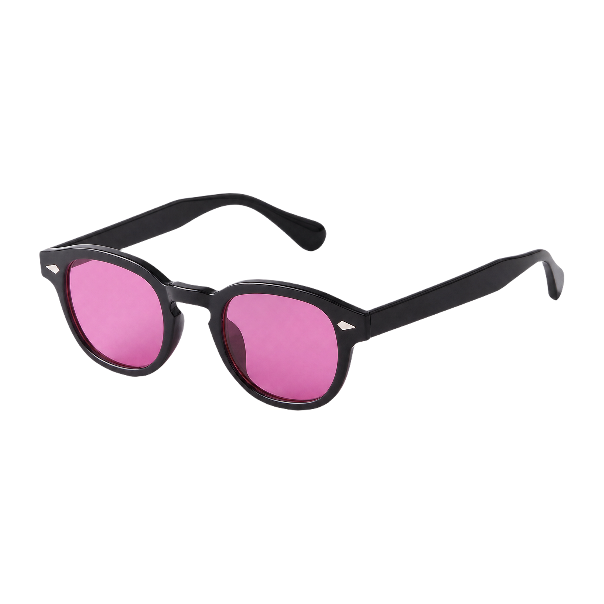 MV Ashford — Round Acetate Sunglasses Black Pink