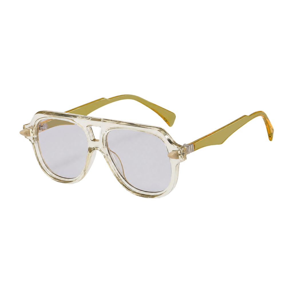 MV Grayson — Double-Bridge Pilot Sunglasses Yellow Light Grey