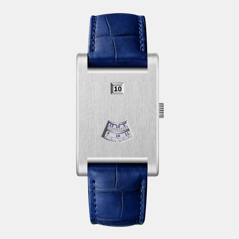 HeroForce 5035P – Jump-Hour Rectangle Watch with Embossed Leather Strap Martino Valenti