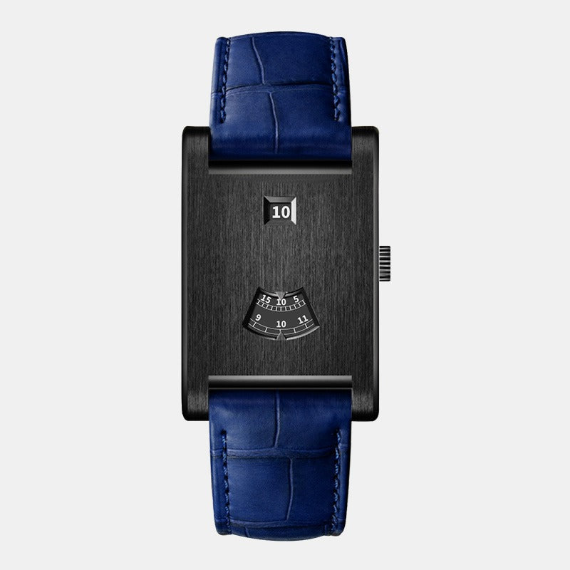 HeroForce 5035P – Jump-Hour Rectangle Watch with Embossed Leather Strap Martino Valenti